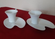 BIAŁE FILIŻANKI ZE SPODKAMI - SZT 2