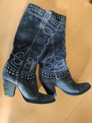 wysokie kozaki włoskie venezia zdobione haftowane unikalne jedyne kowbojki 