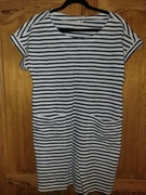 Nowa sukienka JACKPOT r L 100% bawełna organic kolor biały granatowe paski 