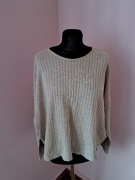 Zara sweter L/40 szeroki krótki beżowy złota nitka