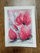 Akwarela mojego autorstwa, magnolia abstrakcyjna 14.7 na 19.5 cm
