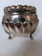 Art Deco silber zuckerdose auf 4füssen mit perlmutdekor 427gr