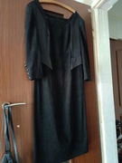 Sukienka długa czarna prosta zamszowa