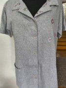 Bluzka szara góra od piżamy haftowane wyszywane kwiatki bawełna