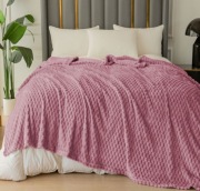 Koc Tłoczony 200x220 Pudrowy Różu 