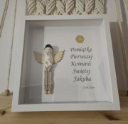 Anioł Stróż ramka gablotka Chrzest Komunia roczek 