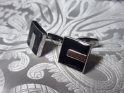 Spinki do mankietów czarno-srebrne