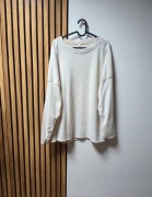 kremowa bluza prążek wiskoza elastan Plus Size 