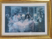 Obraz na ścianę – Grafika za szkłem: "Dinner Party" Jules Grun. 84x64 cm
