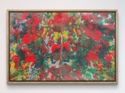 Komplet oryg. obrazów akryl. "Co widzi okno, czyli jesienny krajobraz" 