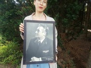 Obraz STARA FOTOGRAFIA PRL Portret Mężczyzny w Mundurze, w ramie 30x41