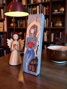 Ręcznie malowany obraz na drewnie – Anioł