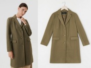 SINSAY klasyczny jednorzędowy płaszcz khaki NOWY mięsisty S/36