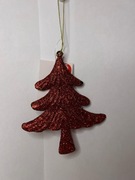 Świąteczna zawieszka choinka, ciemnoczerwony brokat
