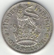 Wielka Brytania 1 szyling shilling 1941 - srebro Ag