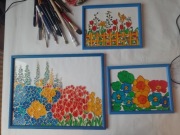 Zestaw trzech obrazów witrażowych w oprawie. Prezent dla 1-3 osób