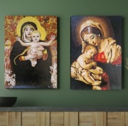 Dwa obrazy akrylowe ręcznie malowane Matka Boska 40x50 cm