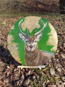 Obraz AKRYLOWY ręcznie malowany - "Jelonek", średnica 40 cm.