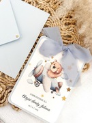 Zaproszenia z motywem misia na chrzest chrzciny