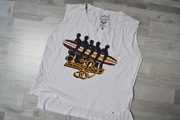 Biała bluzka Vintage Beach Boys oversize obcięte rękawy