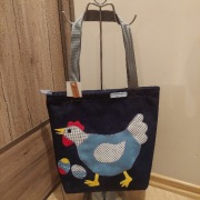 WIELKANOC KURA PISANKI-nowa torba na zamek jeans hand made rękodzieło PRAWA