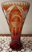 Szkło kolorowe kryształowe wazon puchar rubinowy prl Hortensja 