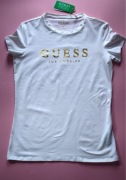 GUESS T-shirt damski biały złote logo M nowa metka Q3VL03KAKB3