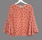 Damska bluzka różowa z falistym wykończeniem rękawów PEP 38