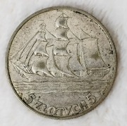 1936 - 5 złotych - ŻAGLOWIEC  Moneta Oryginał 