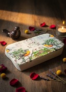 PODKŁADKA NA STÓŁ POD ŚWIECE DREWNO TEKOWE HANDMADE DECOUPAGE UNIKAT