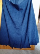 Spódniczka prosta na jesień ciepła, pasek na zamek, niebieska z falbankami.