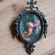 ramka mosiężna ,18cm wysoka, made in Italy, koronkowa robota 