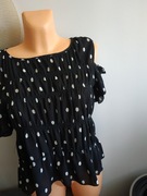 ZARA BASIC__ CZARNA BLUZKA BIALE KROPKI  PRINT  __ BDB___36