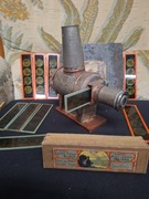 Stara naftowa Magiczna latarnia do slajdów Vintage 