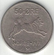 Norwegia 50 ore 1971 - 22 mm - nr 2