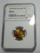 5 Groszy 1991 - NGC MS65 -rzadka