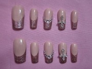 Pazy świecące paznokcie tipsy press on french custom handmade