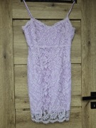 Missguided sukienka mini koronkowa liliowa dopasowana 40