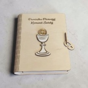 Pudełko na Biblię, drewniane, Komunia, Chrzest, prezent, personalizacja 
