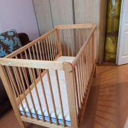 Łóżeczko drewniane Drewex Tygryś 120x60 z funkcją tapczanika i materac 