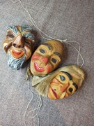 Drewniane głowy maski karnawałowe Adalbert Stiegeler rzeźba ludowa