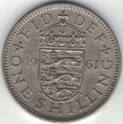 216 Wielka Brytania 1 shilling szyling 1961 herb angielski