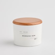 świeca zapachowa na prezent świeży zapach białe szkło drewniano minimalizm