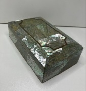 szkatulka na bizuterie macica masa perlowa muszla moze abalon vintage stara