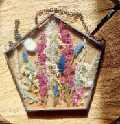 Witraż, dekor suszone kwiaty, wrzos łąka