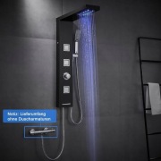 Panel prysznicowy z hydromasażem czarny / Podświetlenie LED