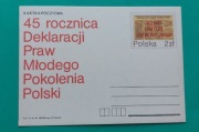 Kartka Pocztowa Vintage 45 rocznica Deklaracji Praw Młodego Pokolenia 1981