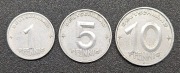 1 , 5 i 10 Fenigów NRD, Aluminium STAN