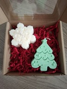 Box prezent swiece sojowe bezzapachowe choinka snieżynka święta