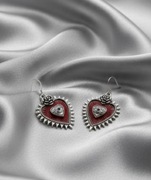 serca gotyckie sakralne kolczyki gothic czerwone srebrne